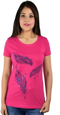 Kaily Casual Short Sleeve Printed Women Pink Top