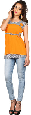 

Khushali Party Sleeveless Self Design Women's Yellow Top