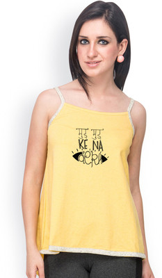 

Campus Sutra Casual Sleeveless Printed Women's Yellow, White Top, Cre8me;yellow