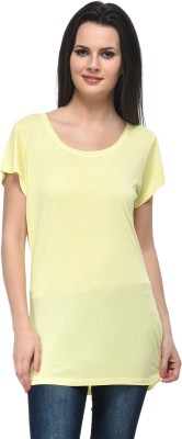 Frenchtrendz Casual Cap Sleeve Solid Women Yellow Top