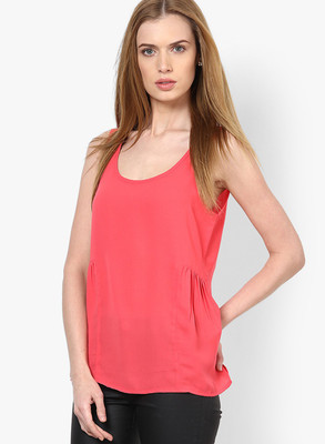 

Only Casual Sleeveless Solid Women's Red Top, Teaberry