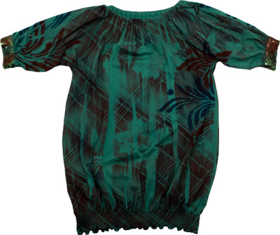 

Pure Nautanki Girls Casual Viscose Top(Multicolor, Pack of 1, Brown & sea green