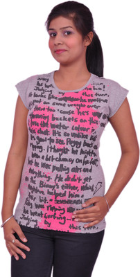 

Jevaraz Casual Short Sleeve Printed Women's Grey Top