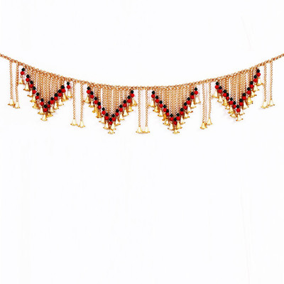 

Creativity Centre Handmade Golden Beads Bells N Red Beads Toran Bandanwar Toran(Metal & golden beads, Red & Green Beads, Golden Bells)