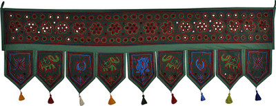 

Lal Haveli Handmade Elephant Floral Design Embroidered Hanging Tapestry Door Toran(Cotton)