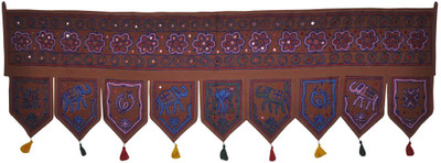 

Lal Haveli Ethnic Handmade Elephant and Peacock Design Embroidered Hanging Toran(Cotton)