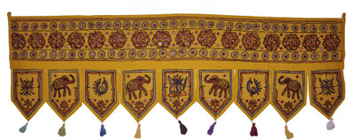 

Lal Haveli Indian Handmade Embroidered Mirror Work Bandhanwar Toran(Cotton)