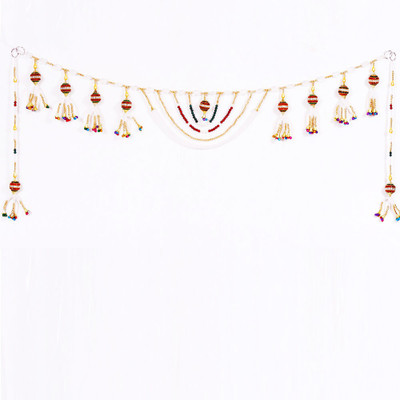 

Creativity Centre Toran(White pearl, Red & green crystal, metal rings, Colorful Ghunghroo)