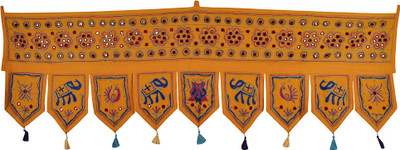

Lal Haveli Rajasthani Traditional Mirror Work Cotton Door Valance Hanging Toran(Cotton)