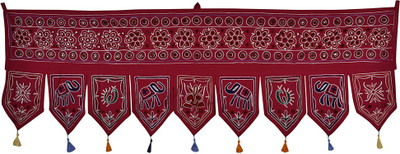 

Lal Haveli Handmade Beautiful Mirror Work Cotton Hanging Home Décor Toran(Cotton Febric)