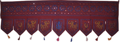 

Lal Haveli Indian Handmade Embroidered Mirror Work Bandhanwar Toran(Cotton)