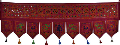 

Lal Haveli Handmade Embroidered Mirror Work Cotton Door Hanging Toran(Cotton Febric)