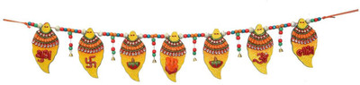 

JaipurCrafts Lord Ganesha With Om Shubh Labh On Paan Toran(Wooden, Papier Mache)