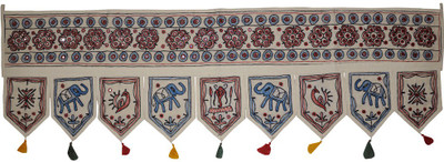 

Lal Haveli Indian Handmade Embroidered Mirror Work Bandhanwar Toran(Cotton)