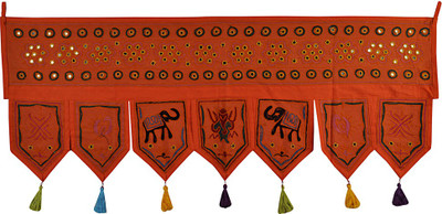 

Lal Haveli Handmade Embroidered Mirror Work Cotton Door Hanging Toran(Cotton Febric)