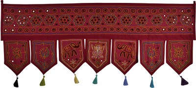 

Lal Haveli Handmade Beautiful Mirror Work Cotton Hanging Home Décor Toran(Cotton Febric)