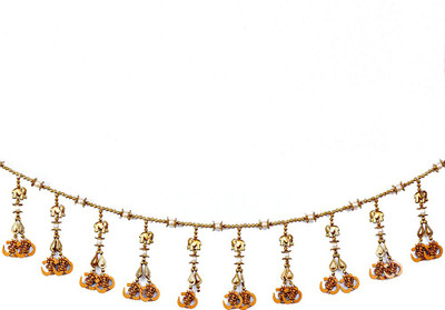 

Creativity Centre Toran(Wooden Ganesha om, Metal Beads, Pearl, Metal Elephants)