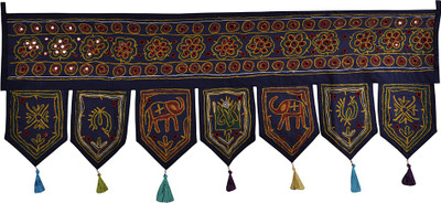 

Lal Haveli Jaipuri Handmade Embroidered Mirror Work Cotton Door Hanging Toran(Cotton Febric)