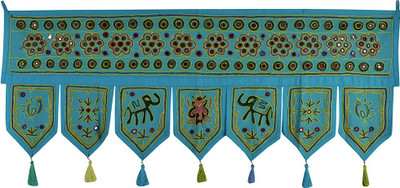 

Lal Haveli Decorative Embroidered And Mirror Work Cotton Door Valance Hanging Toran(Cotton Febric)