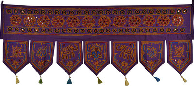

Lal Haveli Jaipuri Handmade Embroidered Mirror Work Cotton Door Hanging Toran(Cotton Febric)