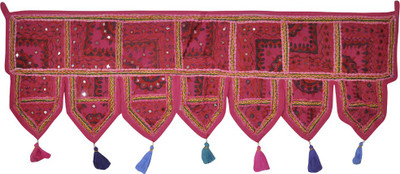 

Lal Haveli Ethnic Beautiful Handmade Embroidered Mirror Work Door Decoration Hangigns Toran(Cotton)