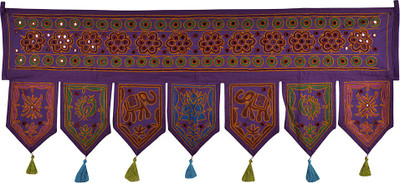 

Lal Haveli Decorative Embroidered And Mirror Work Cotton Door Hanging Toran(Cotton Febric)