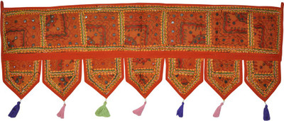 

Lal Haveli Ethnic Rajasthani Handmade Embroidery Patchwork Mirror Door Hangings Toran(Cotton)