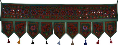 

Lal Haveli Handmade Embroidered Elephant Design Decorative Cotton Tapestry Door Hanging Toran(Cotton)