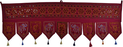 

Lal Haveli Ethnic Rajasthani Beautiful Handmade Mirror Work Cotton Door Valance Door Hanging Toran(Cotton Febric)