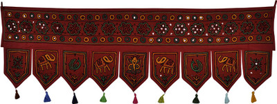 

Lal Haveli Jaipuri Handmade Mirror Work Embroidered Cotton Door Valance Hanging Toran(Cotton Febric)