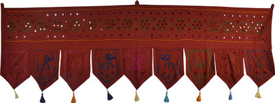 

Lal Haveli Decorative Embroidered And Mirror Work Cotton Door Hanging Toran(Cotton Febric)