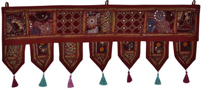 

Lal Haveli Handmade Beads and Embroidery Work Hanging For Door Decoration Toran(Cotton)