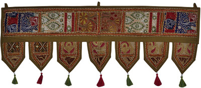 

Lal Haveli Ethnic Rajasthani Beautiful Cotton Hanging Handmade Khambadiya Door Decor Toran(Cotton)