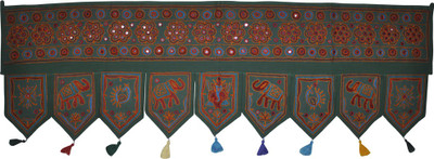 

Lal Haveli Beautiful Embroidery with Mirror Work Handmade Toran(Cotton)