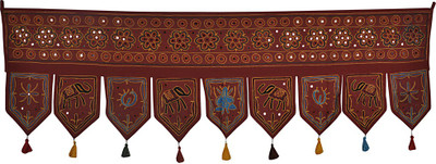 

Lal Haveli Ethnic Home Decorative Mirror Work Cotton Door Valance Hanging Toran(Cotton Febric)