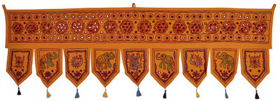 

Lal Haveli Embroidered Mirror Work Elephant Design Cotton Door Hanging Toran(Cotton)