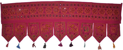 

Lal Haveli Ethnic Handmade Mirror Embroidered Decoration Hanging Toran(Cotton)