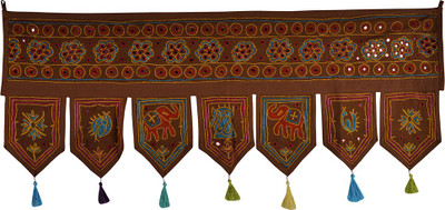 

Lal Haveli Rajasthani Handmade Mirror Work Designer Cotton Door Valance Decorative Toran(Cotton Febric)