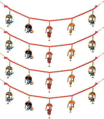 

Chesta Enterprises Fabric Elephant with Umbrella Door Hanging Set Toran(Fabric)