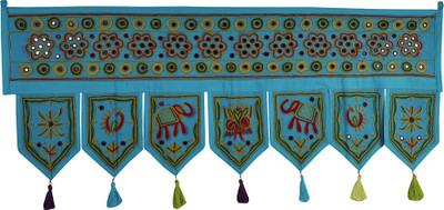 

Lal Haveli Jaipuri Handmade Embroidered Mirror Work Cotton Door Hanging Toran(Cotton Febric)