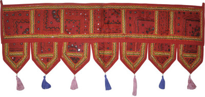 

Lal Haveli Ethnic Handmade Mirror Embroidered Door Decoration Door Hanging Toran(Cotton)