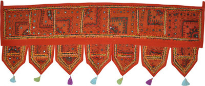 

Lal Haveli Ethnic Beautiful Handmade Embroidered Mirror Work Door Decoration Hangigns Toran(Cotton)