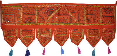 

Lal Haveli Ethnic Beautiful Handmade Embroidered Mirror Work Door Decoration Hangigns Toran(Cotton)