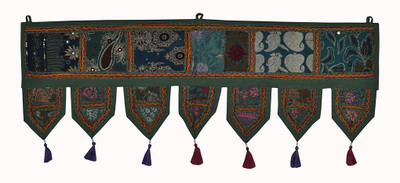 

Lal Haveli Vintage Handmade Patch Work Embroidered Cotton Door Valance Hanging Toran(Cotton)