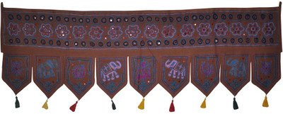 

Lal Haveli Ethnic Handmade Elephant and Peacock Design Embroidered Hanging Toran(Cotton)