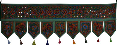 

Lal Haveli Handmade Elephant Design Embroidery Work Tapestry Cotton Door Hanging Toran(Cotton)