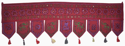 

Lal Haveli Ethnic Handmade Mirror Embroidered Decoration Hanging Toran(Cotton)