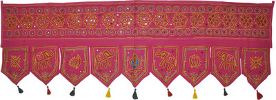 

Lal Haveli Ethnic Elephant and Peacock Design Embroidery Work hanging Toran(Cotton)