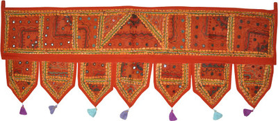 45% OFF on Lal Haveli Ethnic Embroidery Mirror Work Handmade Bandhanwar Door Decoration Toran(Cotton)