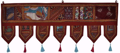 

Lal Haveli Ethnic Handmade Patch Work Embroidered Door Hanging For Door Decor Toran(Cotton)